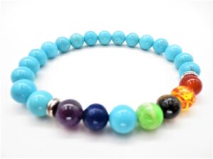 7 chakra 0,8cm steen armband Turquoise