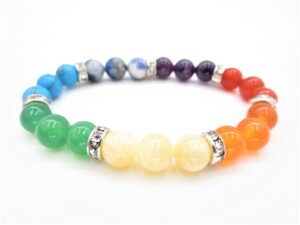 8mm armband 7 Chakra gemixed met diamant