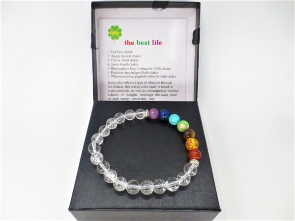 8mm armband Rock Crystal 7 Chakra