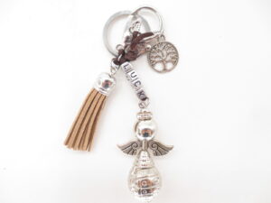 Angel 'luck' sleutelhanger licht bruin