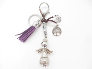 Angel 'luck' sleutelhanger paars