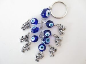 blauwe boze oog sleutelhanger met engeltjes Set van 6