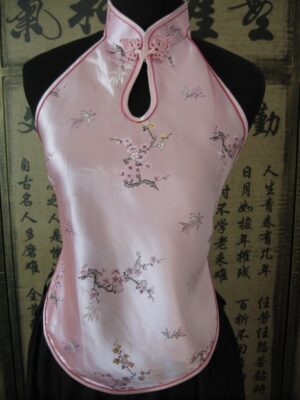 Chinese topje met opening en bloemen (roze)