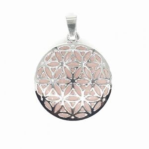 Edelsteen Flower of Life Pendant - Rozenkwarts