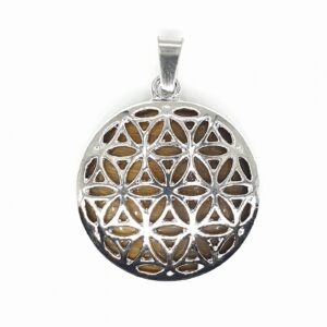 Edelsteen Flower of Life Pendant - Tijger Oog