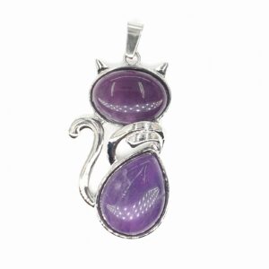 Edelsteen Kat Pendant - Amethyst