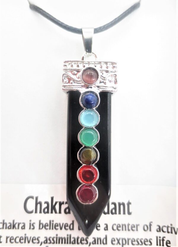 Edelsteen Zwarte Onxy 7 Chakra Pendant Ketting