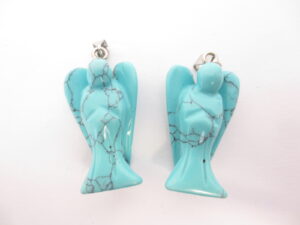 Engel edelsteen pendant set groot (2 st) - turquoise