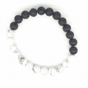 Groothandel - 8mm Yinyang armband Howliet met Lavasteen en cadeau doos