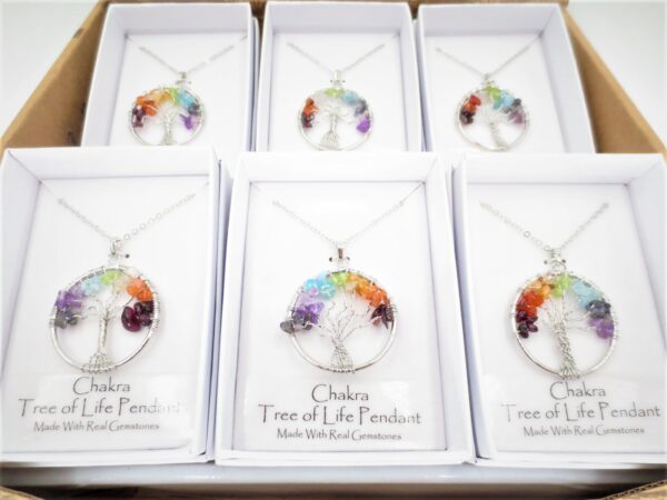 Groothandel Gemstone Tree of Life Pendants Chakra Necklace (12st)