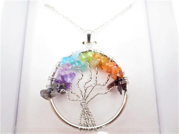 Groothandel Gemstone Tree of Life Pendants Chakra Necklace (12st)