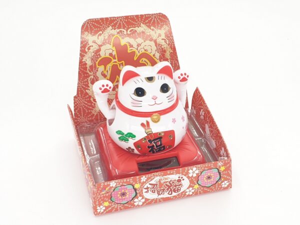 Groothandel - Lucky Cat Solar Light Wit met 2 bewegende armen