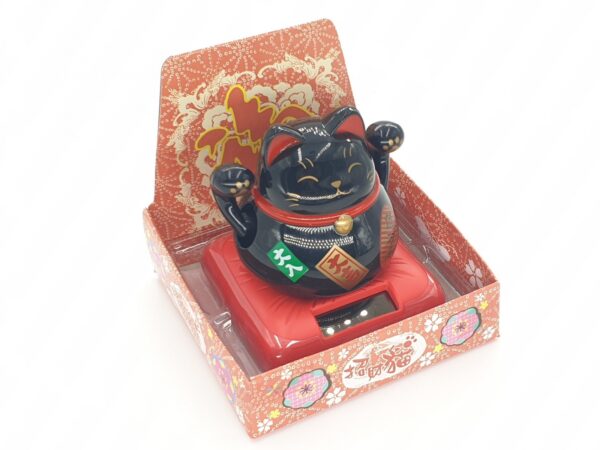 Groothandel - Lucky Cat Solar Light Zwart met 2 bewegende armen