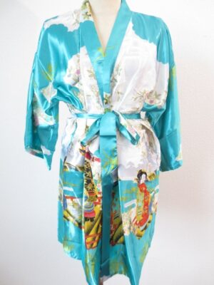 Japanse kimono Kort turquoise