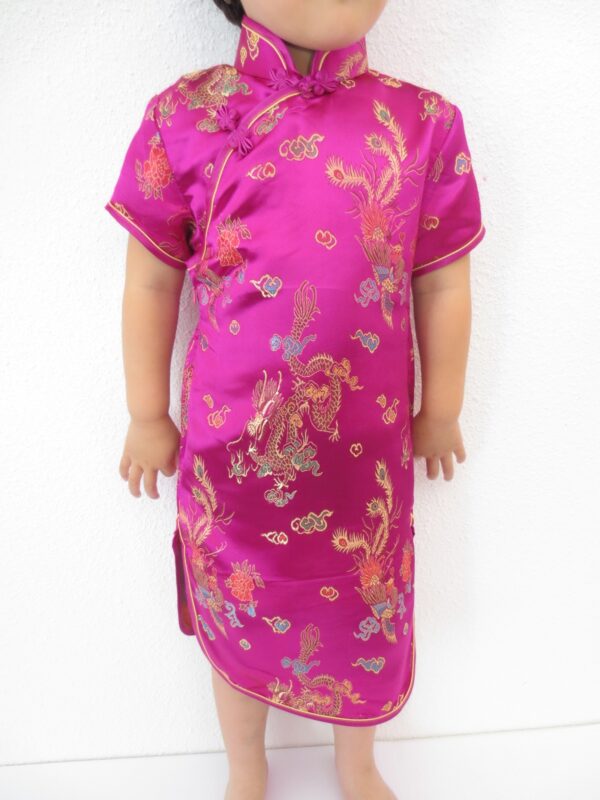 Kinderjurk draak phoenix fuchsia maat 4