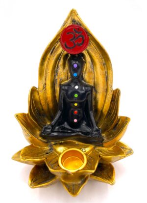 Lotus 7 Chakra meditatie OM wierook houder goud