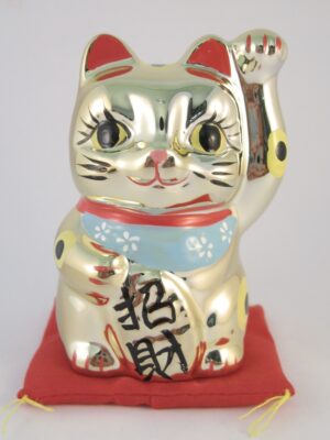 Lucky Cat Goud op kussen