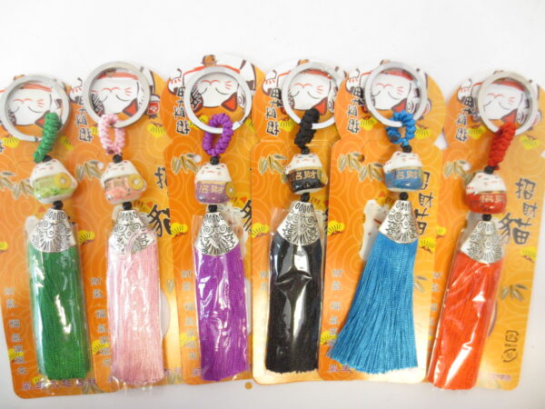 Lucky cat sleutelhangers set van 6 gemixed