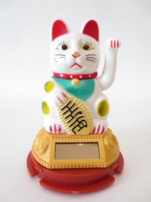 Lucky Cat Solar Light Wit (klein)