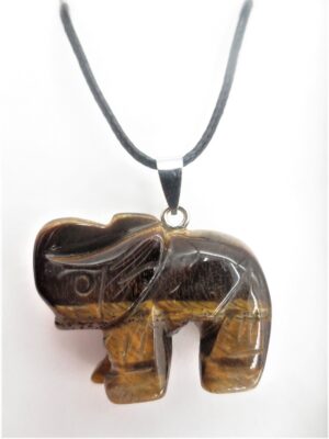 Luxe Olifant Pendant Ketting - Tijgeroog