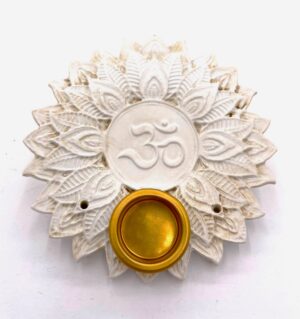 Om Lotus wierook houder rond wit (6 stuks)