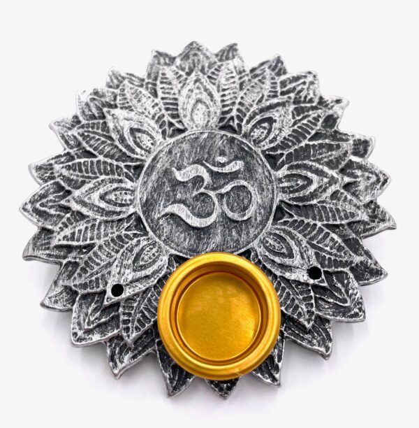 Om Lotus wierook houder rond zilver (6 stuks)