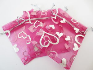 Organza Zakjes Hartjes Fuchsia