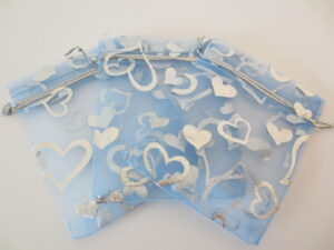 Organza Zakjes Hartjes Licht Blauw