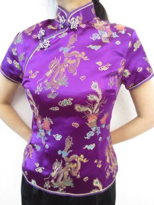 Shanghai Blouse draak/phoenix paars