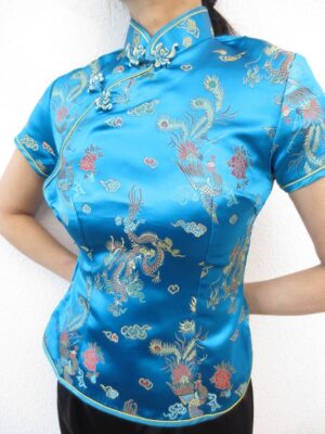 Shanghai Blouse draak/phoenix turquoise