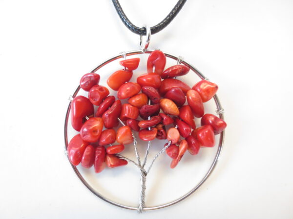 Tree of Life ketting rood koraal