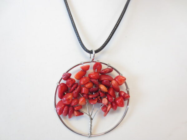 Tree of Life ketting rood koraal