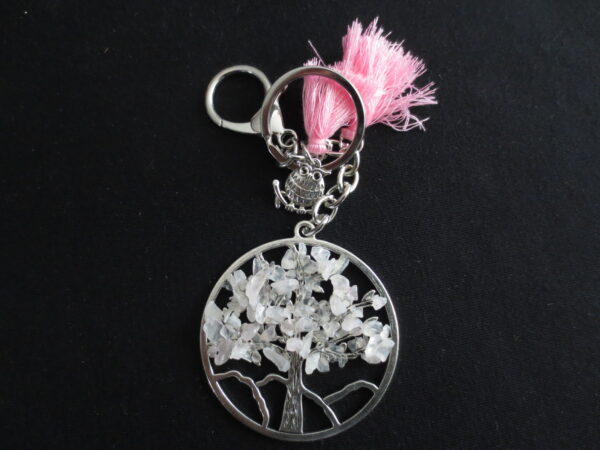 Tree of Life sleutelhanger rozenkwarts met uil