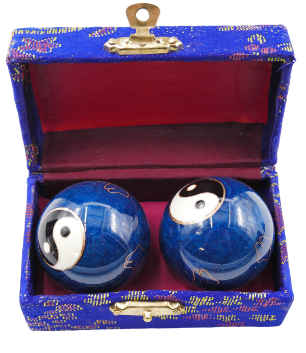 Meridiaankogels blauw dubbele Ying Yang - 3.5cm