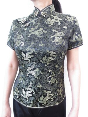 Shanghai Blouse draak zwart/goud - 34