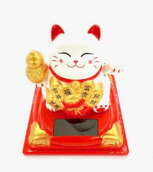 Lucky Cat Solar Light met Kalebas - Wit