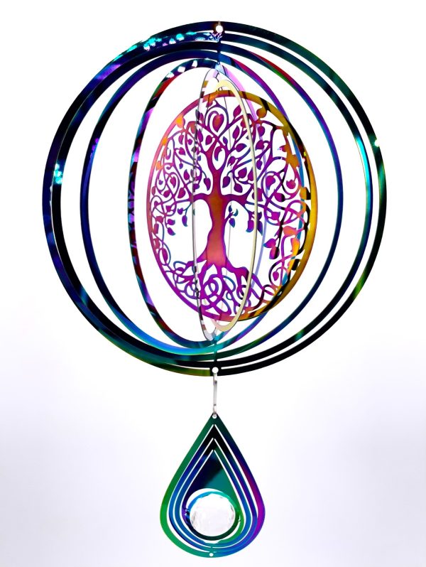 Middel Cosmo Wind Spinner Tree of Life - Regenboog Druppel