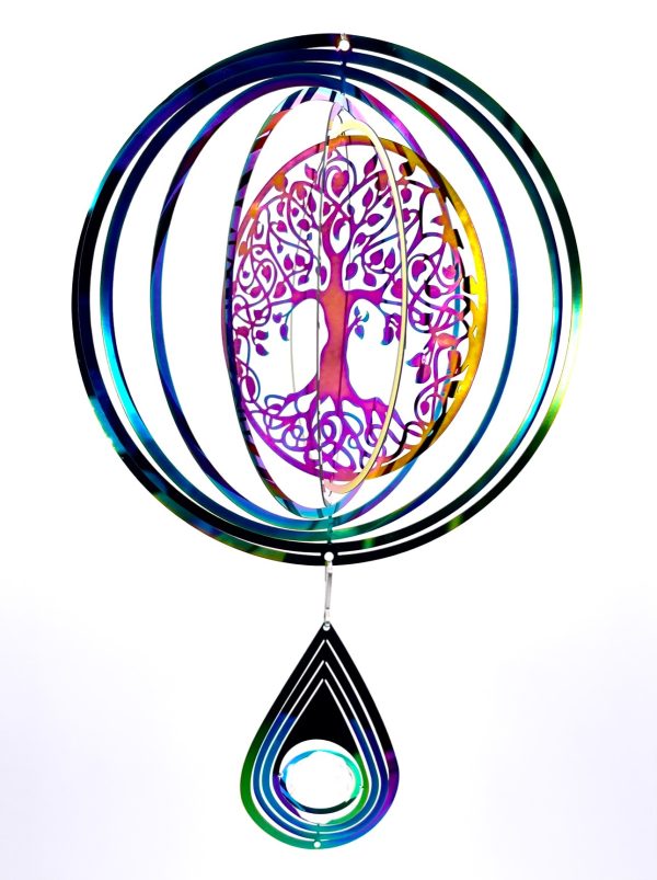 Middel Cosmo Wind Spinner Tree of Life - Regenboog Druppel